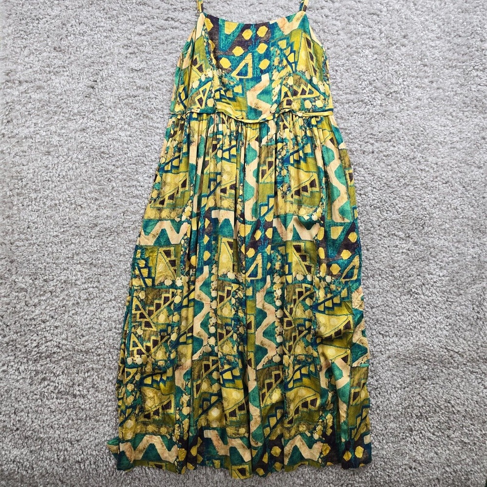 Peruvian Connection Womens Midi Dress Size 8‎ Multicolor Geometric Flowy Boho
